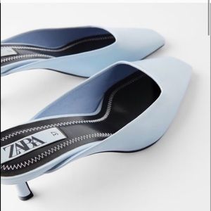 Zara Mid-heeled mules w/square toe kitten heels